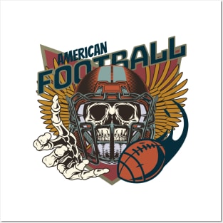 American football helmet skull badge Posters and Art